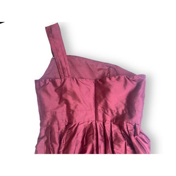 J.Crew Burgundy One-Shoulder Bow Silk Cocktail Party Dress | Sz 12 NEW | 02955 - Picture 9 of 14